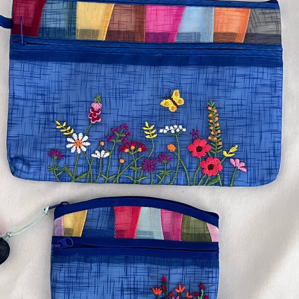 Embroidered Blue Floral Women's Bag